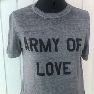 Express Army Of Love t-shirt short sleeve gray graphic tee women’s size small